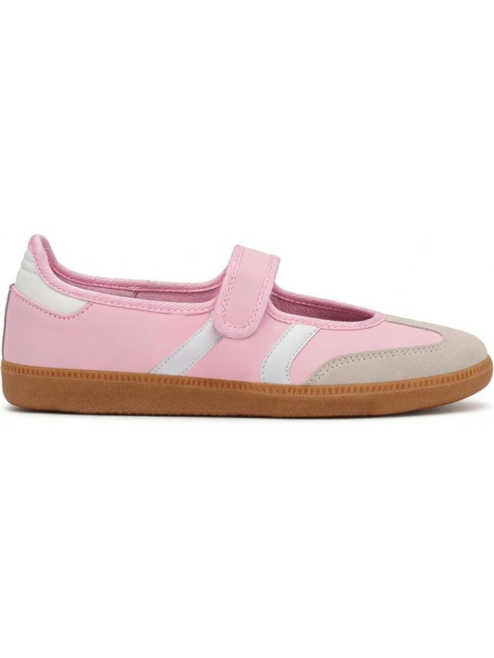 Womens Pink White Faux Suede Slip On Ballet Flats Walking Retro Fashion Sneakers